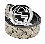 HE-products G-Style unisex Business Casual Belt [3.8CM] (Brown with silver buckle, 115CM[Waist 33-35])