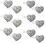 Set of 6 Pairs of Crystal Heart Barrettes with Snap-On Clip for Thin Hair U86350-1887-6
