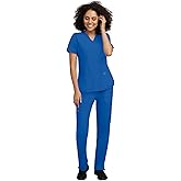 STAT MEDICAL WEAR Scrub Set for Women, Professional V-Neck Top with Comfortable Drawstring Pant with 5 Pockets - 100200, XL, Royal Blue