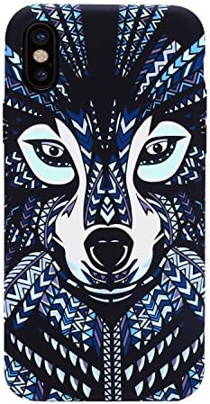 iphoneX Case, Jucellnday Vivid Animal Lines Scratch-Resistant Shock Absorption Technology Bumper Soft TPU Cover Case for iphoneX- Blue Wolf(2018)