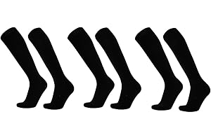 ZXOLDZX 3 Pairs Kids Youth Soccer Socks Solid Striped Knee High Tube Football Sports Socks for Boys Girls 6-12 Years Old