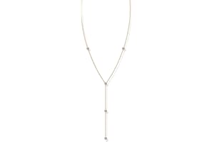 PAVOI 14K Gold Plated Drop Lariat Chain for Women - Gold Cubic Zirconia Long Necklace - Station Star Layered Beaded Y Necklace