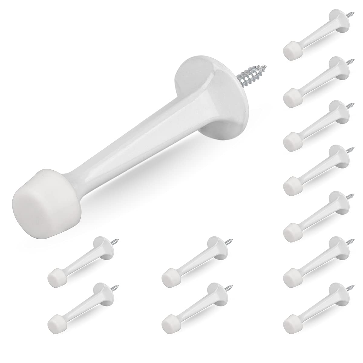 Photo 1 of HOMOTEK 12 Pack Heavy Duty Solid Rigid Door Stop with Soft Rubber Tip, Zinc Die Cast Door Stopper Protect Wall & Door,White