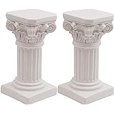 Saihisday 2Pcs White Roman Pillar Statues Greek Columns Candle Holder Mini Roman Pillar Greek Columns Mini Resin Decorations for Wedding Table Garden Home Decoration, 3.9" L x 3.9" W x 7.5" H