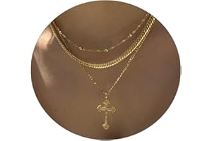 Amicon Cross Necklace for Women 14K Gold Plated Dainty Heart Cross Pendant Choker Simple Trendy Cute Cross Charm Diamond Necklace Faith Jewelry Religious Minimalist Gift