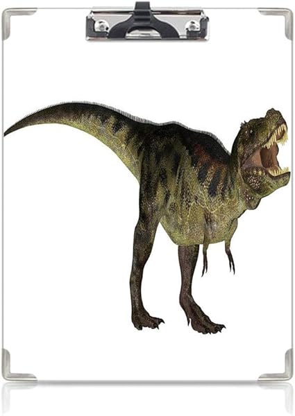 Amazon クリップボードメモ型サイズ低プロファイルクリップ 恐竜 学者スケッチ描画ボード ティラノサウルス恐竜イラスト先史時代の自然野生動物爬虫類装飾軍隊グリーンブラック クリップファイル ボード 文房具 オフィス用品