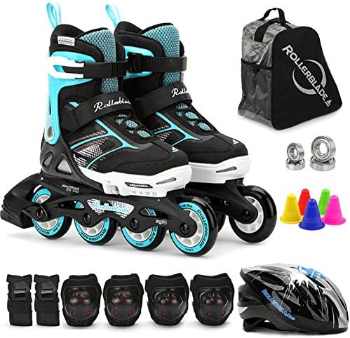 インラインスケート軽量 10代向け調整可能なローラースケート 初心者向けローラーブレード トリプルプロテクション 子供用安全パッドヘルメットスケート セット