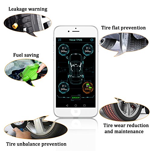 Malcam Bluetooth TPMS Wireless Tire Pressure Monitoring System,Mobile Phone Real-time Tire Pressure Monitor With 4 External Sensors - Thumbnail 2