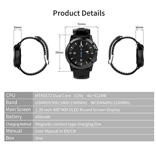 L@YC New Smart 3G Watch Phone Sports Watch Fitness Watch GPS with SIM Card Slot,Camera,Call/SMS/Twiter/Facebook/Whatsapp/HD Touch Screen for iPhone iOS & Android Phones, Silver Grey