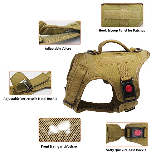 Mudinpet Tactical Dog Harness, Military Service Dog Vest for Small