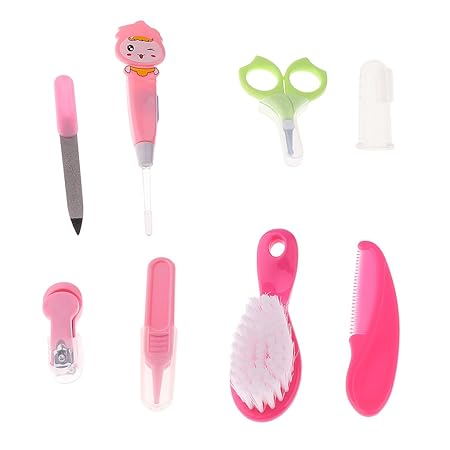 MagiDeal 8 in 1 Baby Kleinkind Nagelpflegeset Gesundheitspflege Babypflege Maniküre Pediküre Nagelset Nagelnecessaire mit Haa