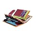 Ladies Luxury Soft Black (Multi Colored Inside) Hand Double-Stitched Real Nappa Leather RFID blocking Small Multi Fall Purse Large Multi Credit Card Wallet with Zip Up Coin Compartment