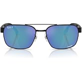 Ray-Ban RB3751CH Polarized Square Sunglasses for Men for Women | In Black, Gunmetal &amp; Copper. All polarized. Metal frame. Sizes: 58/61mm.