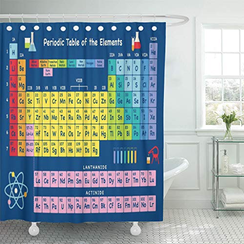 Artsocket Shower Curtain Periodic Table Of Chemical Home Bathroom Decor Polyester Fabric Waterproof 72 X 72 Inches Set With Hooks