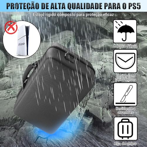 Capa Controle para PS5, Capa para PS5, Case PS para Portal, Mala Rígida para Transporte PS5, Bolsa de Viagem Protetora para Console PS5, Base E Outros Acessórios, 20.5 * 44 * 30cm