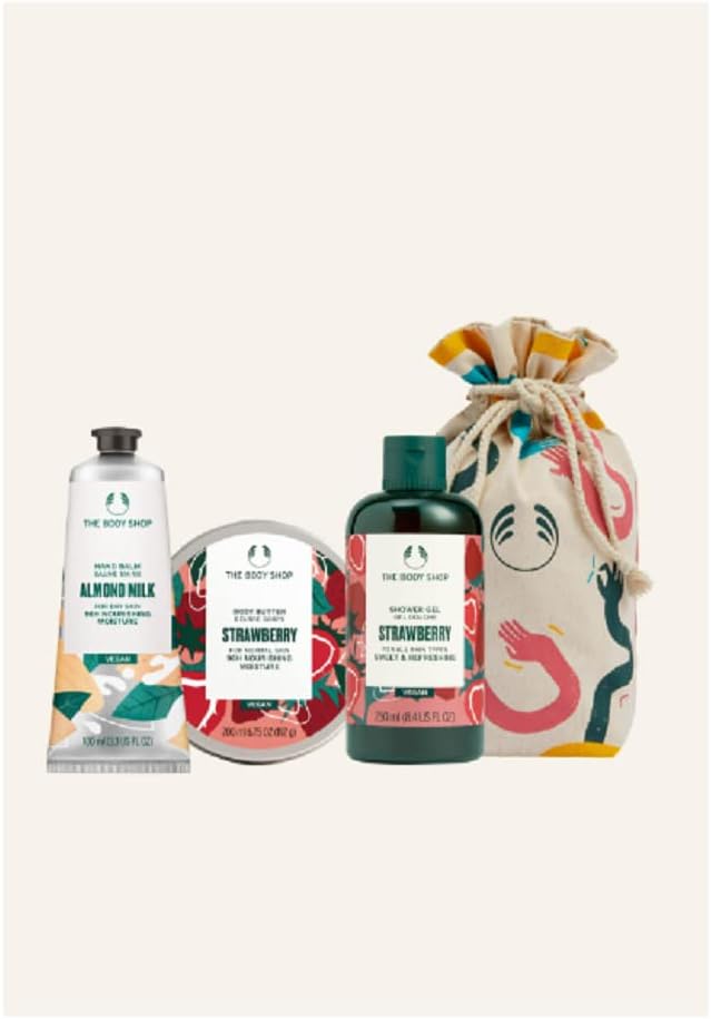 The Body Shop Strawberry Mega Collection 4 Piece Gift Set Body Wash Butter Mask