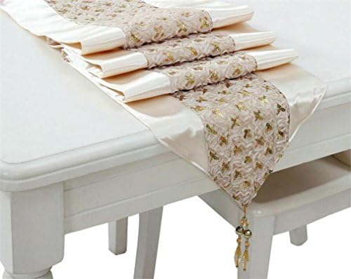 PLYY Sequin And Satin Table Runner With Tassels For Wedding Banquet Events Decoration Champagne Gold