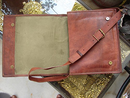 Shakun Leather Handmade Genuine Vintage Messenger Bag Satchel Cross Body Shoulder Mini Laptop Bag, 9 x 11, NEW - Thumbnail 3