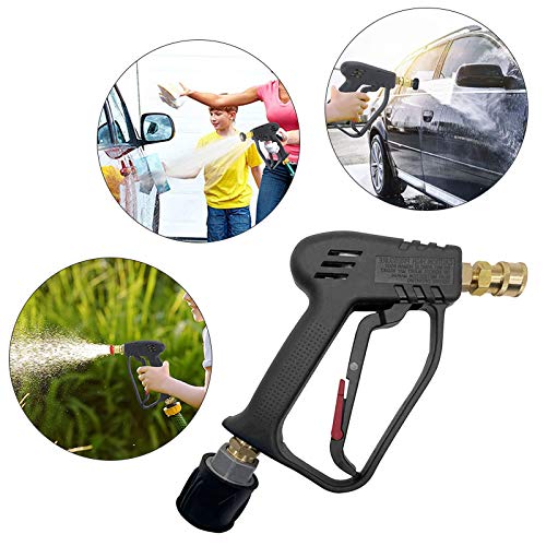 YSISLY High Pressure Washer Gun with 5 Water Nozzle Tip, 4000 PSI Cleaner Gun Car Wash Water Gun M22 Metric Thread Suitable for Mechanical Equipment, Floors, Walls, Windows and Cars