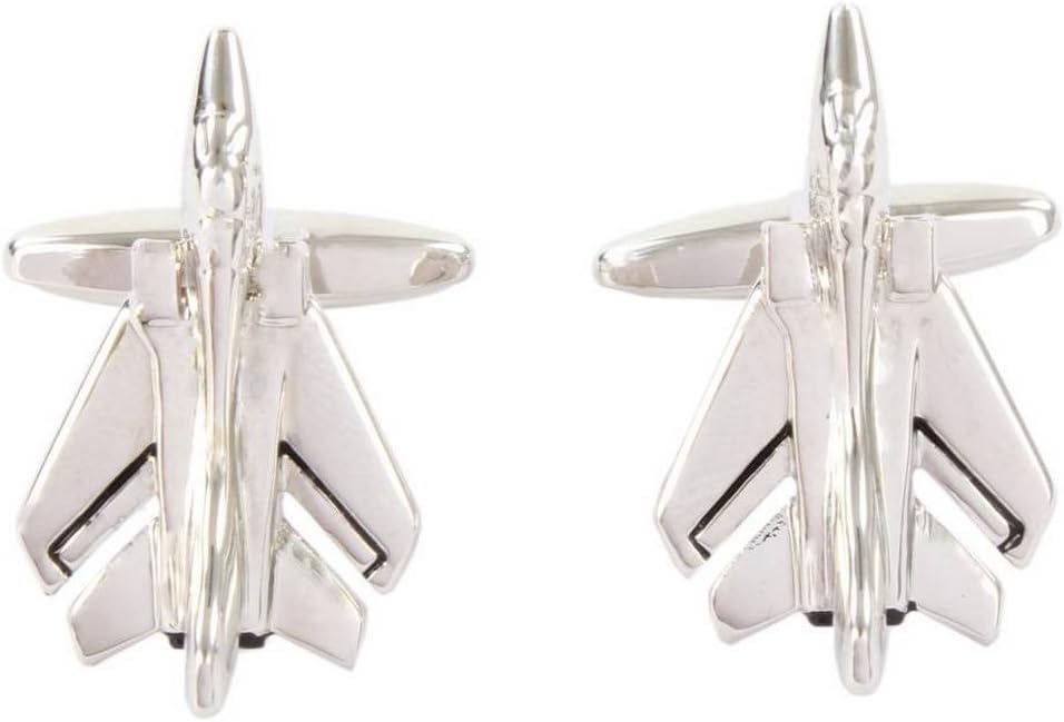 David Van Hagen Mens Tornado Plane Cufflinks - Silver