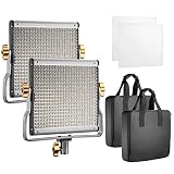 Neewer 2 Packs Dimmable Bi-Color 480 LED with U Bracket Professional Video Light for Studio, YouTube Outdoor Video Photography Lighting Kit, Durable Metal Frame,3200-5600K, CRI 96