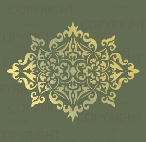 Large Wall Damask Stencil Faux Mural Design #1023 26" x 20 5/8"