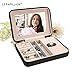 LE PAPILLION Small Jewelry Box for Travel PU Leather Travel Jewelry Case with Mirror | Black Jewelry Box Gift for Women Girls