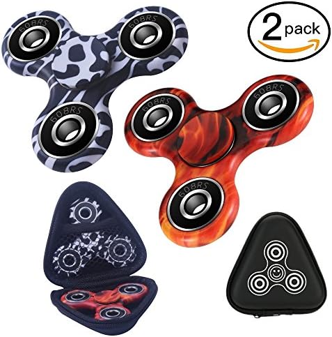2 Pack of Hand Fidget Spinners, Smooth &amp; Quiet &amp; Fast &amp; Balanced Ceramic Bearing and Durable Fidget Spinner, Passed Drop Test. (Leopard and Flame Red)