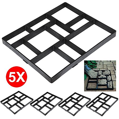 go2buy 5PCS Paving Pavement Concrete Mould Stepping Stone Mold Garden Lawn Path Paver Walk,23.8 x 19.9 x 1.7â€™â€™ (LxWxH)