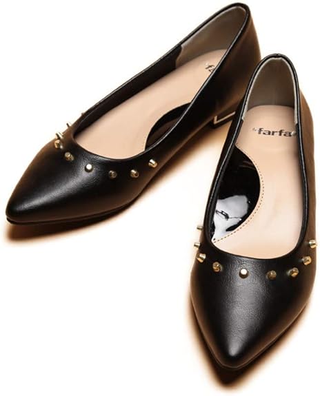 Amazon La Farfa サカゼン 大きいサイズ レディース スタッズ クッションインソール カッターパンプス パンプス