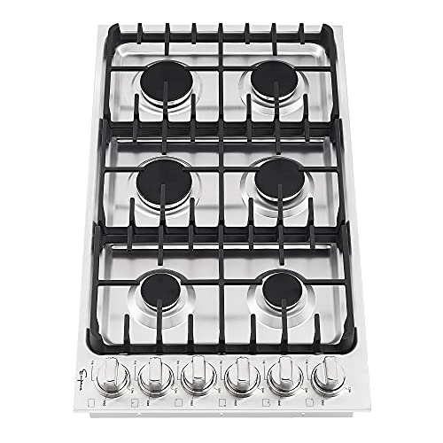 Empava 36" Builtin Gas Stove Cooktop with 6 Sealed BurnersLPG Convertible in Stainless Steel