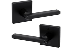 Weiser Halifax Matte Black Door Handle, Reversible Passage Lever, Interior Door Handles for Hall and Closet Door, Non-locking