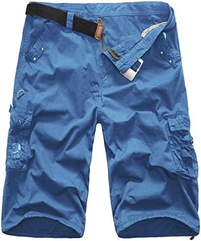 Men's Cargo Shorts Relaxed Fit with Multi Pockets (30, Blue)