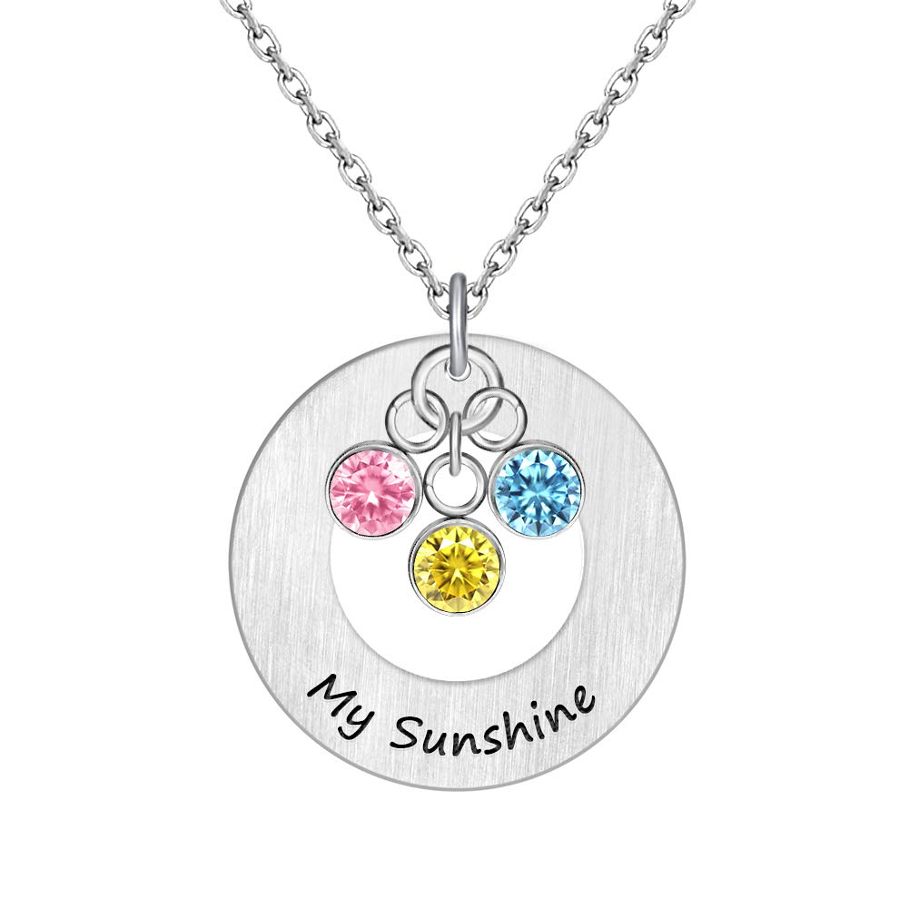 mothers necklace with 3 birthstones