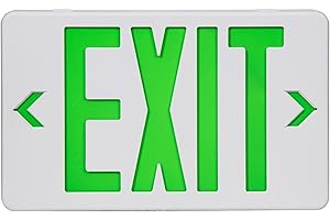 SPECTSUN LIGHTING SPECTSUN 1 Pack Led Green Exit Sign with Battery Backup, LED Exit Sign, Emergency Exit Light with Battery Backup, Double Face, UL 924, AC 120/277V, Damp Location, Hardwired Red Letter Exit Lights for Business.