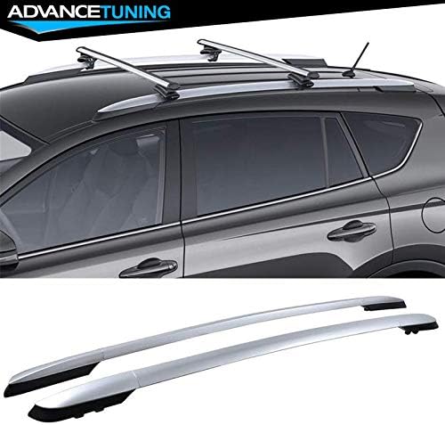 Fits 13-17 RAV4 OE Factory Style Top Roof Rack Side Rail Bars - Silver