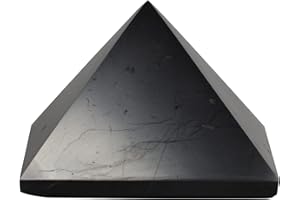 Shungite World Authentic Shungite Pyramid Polished 60 mm / 2.36" Chakra Energy Natural Healing Crystal Real Black Pyramid Home Office Protection Desk Decor Meditation Reiki Grounding Stone