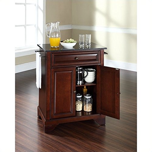 Crosley Furniture LaFayette Solid Black Granite Top Portable Kitchen Island in Vintage Mahogany Finish