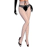 ShawGobow Shimmer Polka Dot Tights,Bow Cut Out Sexy Pantyhose For Women,Sheer Shiny Stockings Valentines Day Fits 00-6