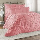 Unique Home 8-Piece Lucilla Pinch Pleat Comforter Set - Fade Resistant, Wrinkle Free, No Ironing Necessary, Super Soft - Calk, Pink