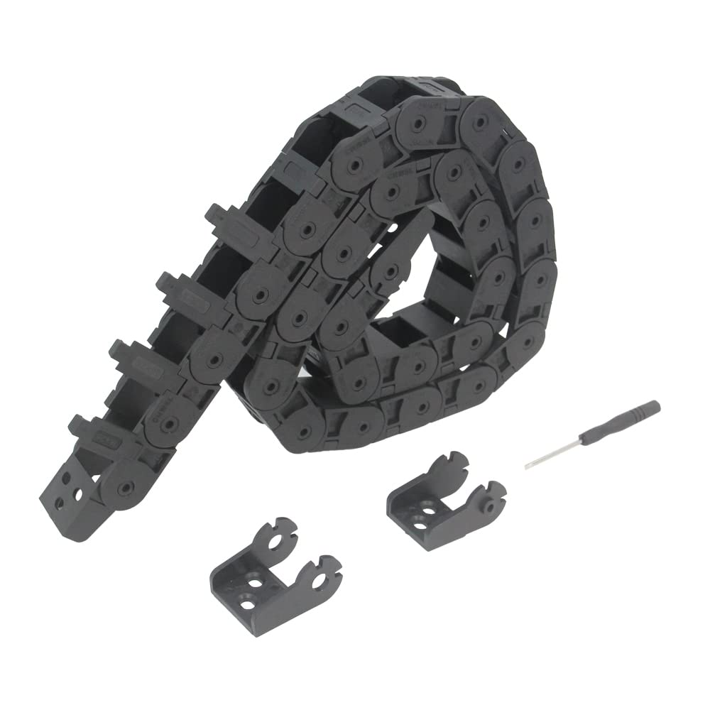 Zeberoxyz 18x25mm Drag Chain Length 1Meter Open Type Black Plastic Cable Carrier R28 with 1Kit End Connectors for 3D Printer and CNC Machines (18mmx25mm-Outside Open)