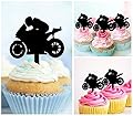 TA0201 Motorcycle Racing Sport Silhouette Party Wedding Birthday Acrylic Cupcake Toppers Decor 10 pcs