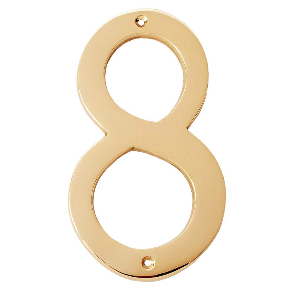Motif 4-Inch Solid Brass Lacquered Polished Mailbox Numbers modern house numbers for outside House Numbers Address Sign For Door, Outdoor Decor, Home Address Numbers (Number 8)