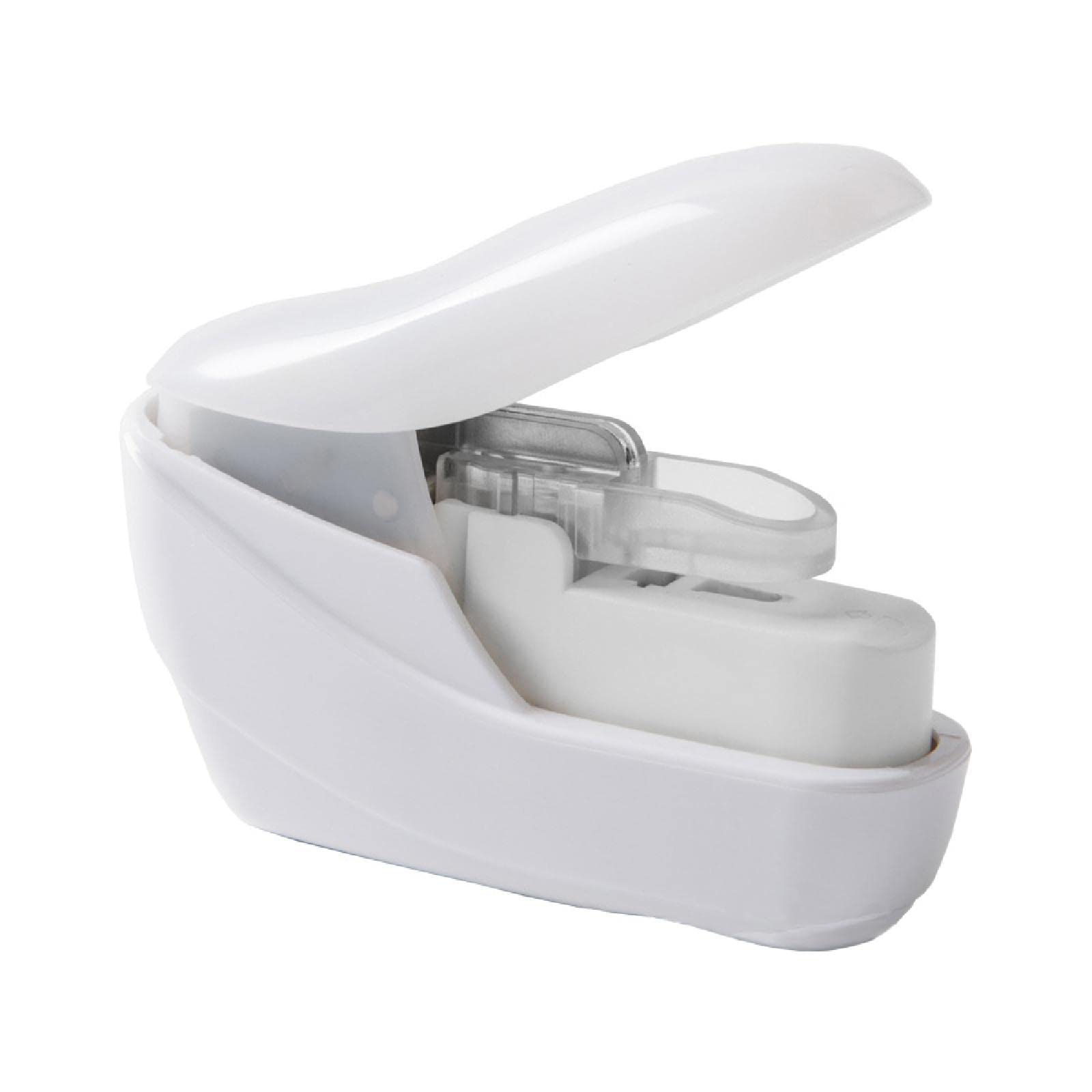 Staple-Free Stapler, Portable Staple-Less Stapler Paper Binding Binder Paperclip for Booklet Brochures, Newspapers, Leaflets-White