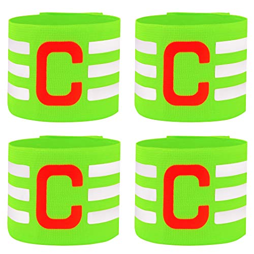 Ancefine Adult Youth Elastic Soccer Captain Armband,4-Pack (Green)