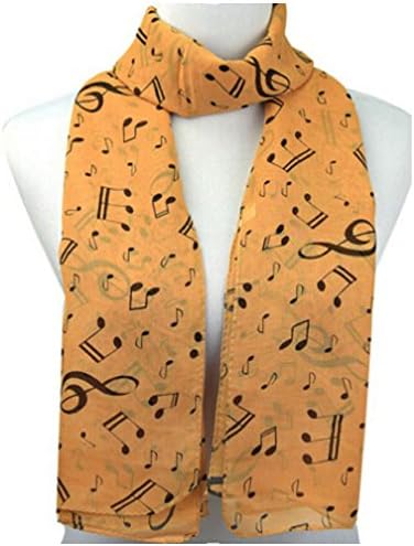 RICCOS ( TM ) Women Fashion Korean Style Music Note Print Lady Chiffon Scarf,Coffee,Large