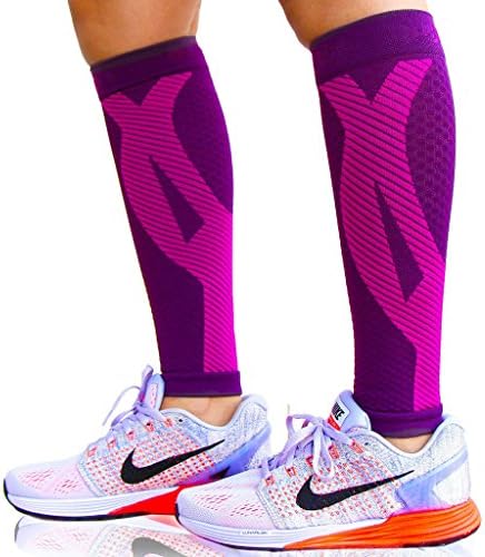 Deargles Sport Compression Calf Sleeve Socks One Pair Leg Pain Relief. Men Women Runners Guards Sleeves for Running. Improves Circulation and Recover Purploe L