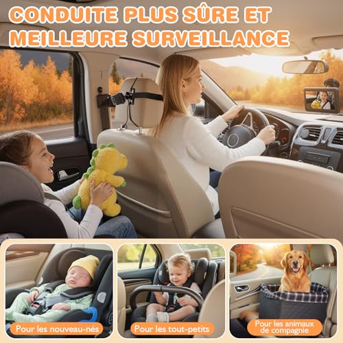 Zacro Baby Camera Baby Car Rearview Mirror 1080P USB-C Plug and Play Car Mirror with HD Night Vision and 150° Viewing Angle Car Rear View Mirror
