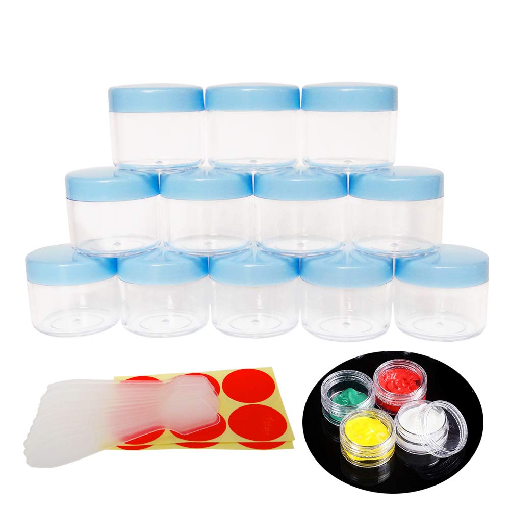 Wopanxye 12pcs 20g Makeup Sample Pot, BPA Free, Small Empty Cosmetic Container Tin with BLUE Screw Lid, 20ml Travel Jars for Beauty Lip Gloss Scrubs Salves Ointments Facial Creams Bath Lotions Toner — image 1