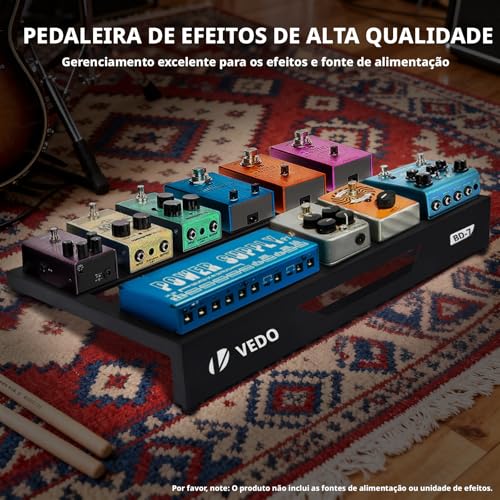 VEDO Pedalboard para guitarra, liga de alumínio, 1,2 kg, pedalboard leve para efeitos, 56 cm x 32 cm com bolsa de transporte, velcro, abraçadeiras, tamanho padrão de 56 cm (inclinado).